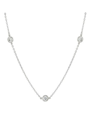 Crislu Bezel 16" Necklace Finished in Pure Platinum -2mm