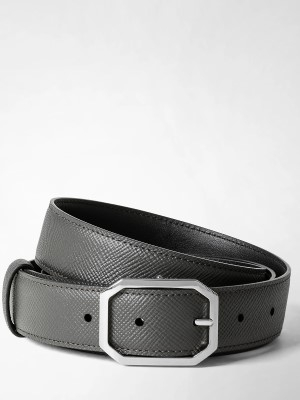 Serapian Belt In Evoluzione Leather Anthracite Gray