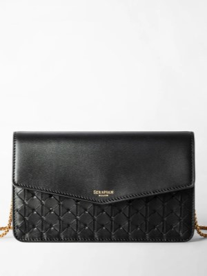 Serapian Pochette w chain Mosaico Black