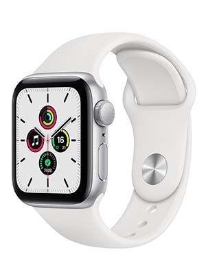 Apple Watch SE Silver Aluminum Case with White Sport Band - Regular 40mm / GPS + Cellular