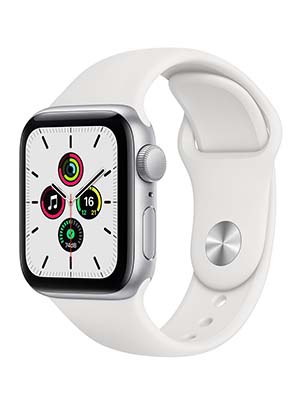 Apple Watch SE Silver Aluminum Case with White Sport Band - Regular 44mm / GPS