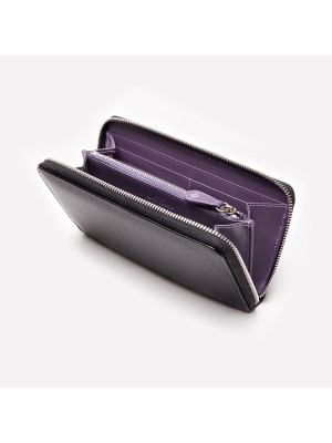 Ettinger Sterling Large Zip-Around Purse Black/Purple