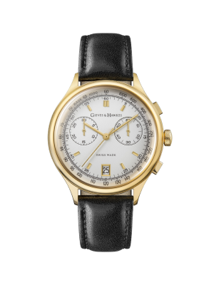 Gieves and Hawkes Gieves & Hawkes Men’s Watch Black Leather Strap, Gold Case