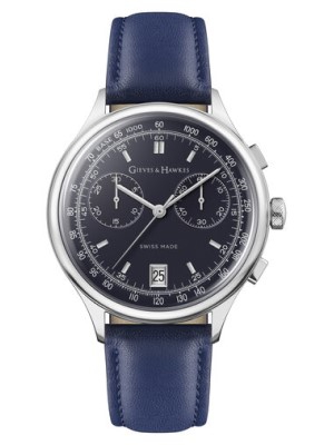 Gieves and Hawkes Gieves & Hawkes Men’s Watch Blue Leather Strap, Silver Case 