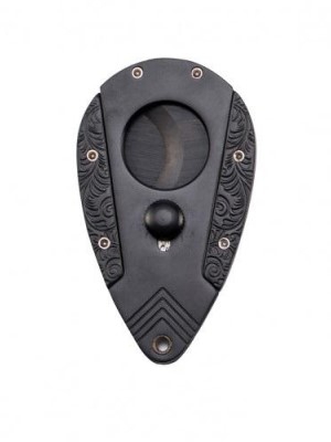 Le Cigaro Black Cigar Cutter Butterfly Style With Leather Pouch